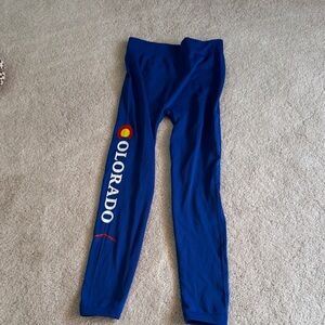 Ladies Blue Leggings with Colorado Print